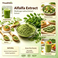 Poudre d'extrait d'alfalfa, extrait de feuilles de Medicago Sativa, qualité alimentaire, soluble dans l'eau, extrait végétal en vrac, vente en gros, OEM