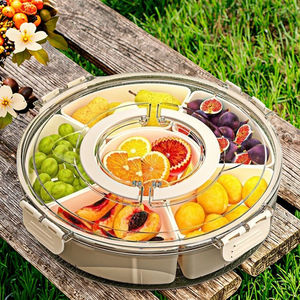 Portable Containers Veggie Candy 6 Dividido Servindo Bandeja Com Alça Rotatable Box Container for Fruit - Product Image 1
