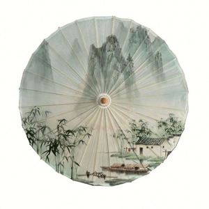 84CM Handmade <b>Bamboo</b> Paper Umbrella Elegant Straight Design Oilpaper <b>Panel</b> for Weddings Painted Techniques Party Style Hand Fan - Product Image 1