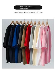 260g Large Pure Cotton Solid Casual Shoulder-drop Sleeve T-<b>shirt</b> Youth Leisure Sports Loose Fit Oversized T <b>Shirts</b> - Product Image 3