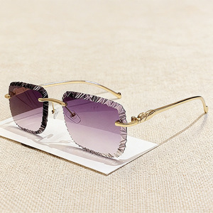 Fashion <b>Rimless</b> Square <b>Sunglasses</b> Gradient Purple Lenses UV400 Protection Women Casual Style 2025 - Product Image 1