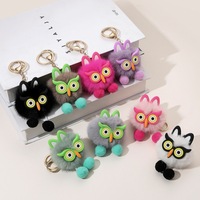 Mignon Dessin Animé Imitation Fourrure Porte-clés Coloré En Peluche Animal Sac Décoration Pendentif Doux Alliage Bijoux Hibou Mode Pendentifs Charmes