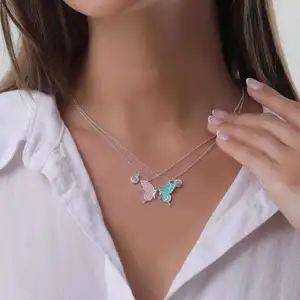 Collana con ciondolo a farfalla bohémien charm in lega di Design affascinante con catena in metallo argento oro Chocker collana sulla carta dei desideri