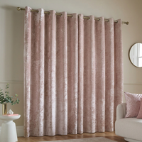 Rideaux occultants de luxe en velours givré rose doré à œillets, texturés et embossés, pour salon et chambre à coucher
