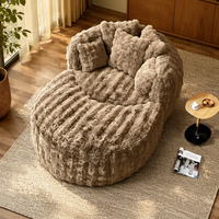 Canapé paresseux moderne en peluche, fauteuil pouf surdimensionné et moelleux, canapé de sol doux en fausse fourrure pour la maison, canapé lounge rond en peluche surdimensionné