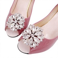 Boucles de Chaussures en Métal Géométrique Rondes et Rectangulaires avec Fleurs, Perles, Cristaux et Strass pour Femmes, Chaussures de Mariage
