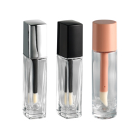Vente en gros de flacons de fond de teint en verre transparent carrés de 10 ml, emballage cosmétique vide, tube vide, flacons de fond de teint en verre
