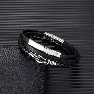 Bracelet en cuir tressé rétro multi-couches pour homme avec fermoir magnétique en métal, bijoux en acier inoxydable, cadeau, 19 cm, 21 cm, 23 cm - Product Image 3