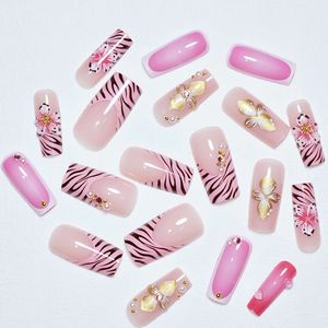 Vente en gros de faux ongles à coller personnalisés, forme ballerine longue, style cercueil, <span class=keywords><strong>French</strong></span> <span class=keywords><strong>manucure</strong></span> à motifs diamant, <span class=keywords><strong>pour</strong></span> femmes - Product Image 4