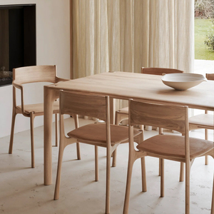 Bàn ăn và ghế gỗ sồi nguyên khối kiểu Nhật hiện đại sang trọng, 4, 6, 8 chỗ ngồi, bán buôn - Product Image 4