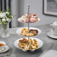 Support à dessert ovale moderne et durable à 3 niveaux en acier inoxydable, plateau de service pour gâteaux, collations, présentation de table de fête, décoration