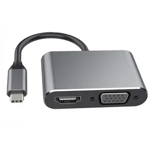 투야 2IN1 USB 허브 분배기 어댑터 독 4K HDTV VGA 허브 노트북 태블릿 PC USB 허브 2 포트