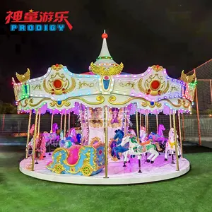 Carousel Rides Amusement Park Equipment 16 Seat Luxury Mechanical Carousel Horse Ride For Sale