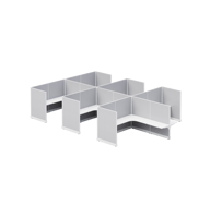 Poste de travail modulaire ergonomique moderne OMNI en acier inoxydable avec colonne d'alimentation partagée et panneau collaboratif à câblage dissimulé