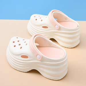 <b>Women's</b> <b>Crocs</b> Thick Soled Closed Toe Sandals EVA Non Slip 7cm Platform Heel Water Shoes - Product Image 1