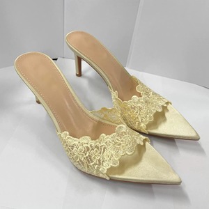 Mules de Tacón Alto con Punta en Pico y Encaje Delicado para Mujer, Sandalias con Tacón de Aguja para Fiestas Nocturnas, Uso Diario y Elegante - Product Image 6