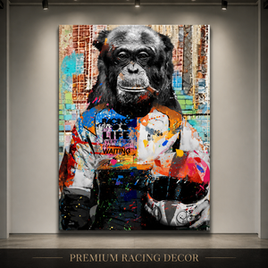 Quadro su tela moderno con graffiti street <span class=keywords><strong>art</strong></span>, gorilla pilota, scimpanzé che fuma, pop <span class=keywords><strong>art</strong></span> per decorazioni garage - Product Image 2