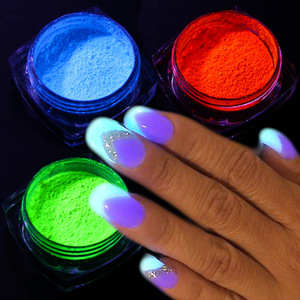 Bubuk Neon Fosfor untuk Kuku, Bubuk Glitter 13 Warna, Debu Bercahaya, Pigmen Fluoresen, Glitter Kuku yang Bersinar - Product Image 1