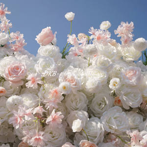 DKB usine de fleurs artificielles en gros nouveau Design artificiel blanc Rose fleur mur haute qualité fleur mur toile de fond - Product Image 6