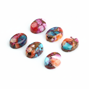 Cabochon à dos plat de haute qualité, 12x16mm, pour décoration de maison, Orange, violet, cuivre, Turquoise, forme ovale, lisse, pierre précieuse - Product Image 1