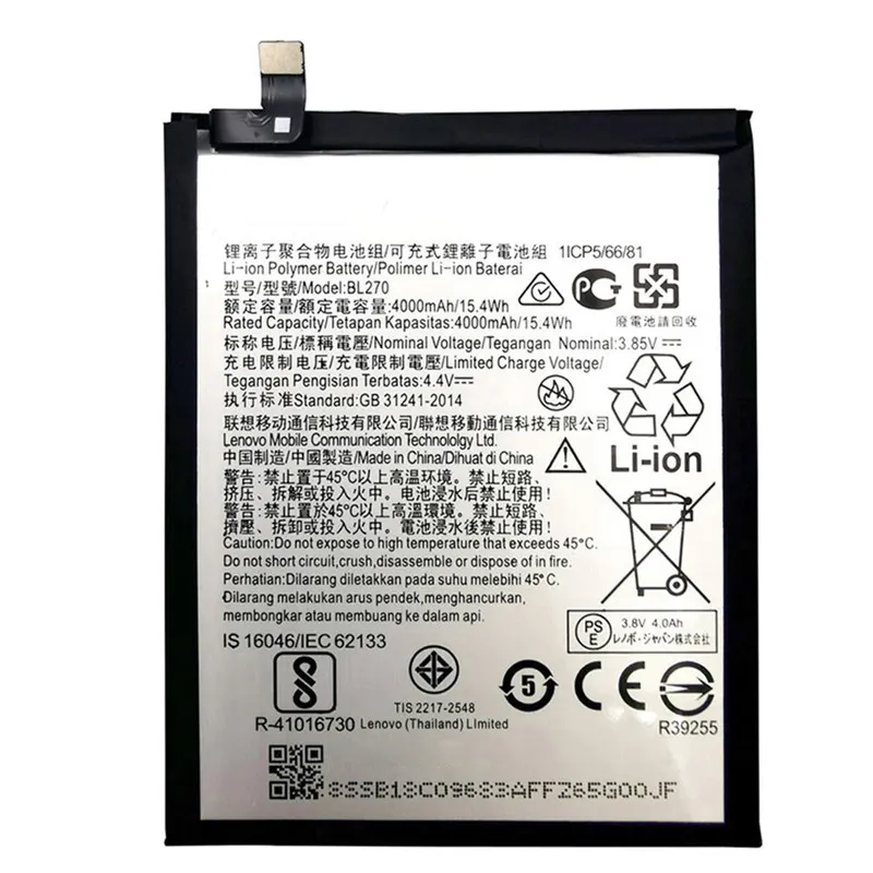 100% Original pour Lenovo K6 K8 Note K53a48 Vibe K6 G G5 Plus 4000mAh BL270 batterie de téléphone