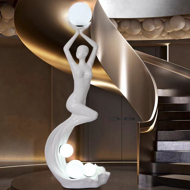 Modern Luxury Resin LED Floor Lamp High CRI 95 Warm White Light for Hotel Living Room Abstract Humanoid Sculpture Art Decoration