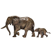 Offre Spéciale jardin cour décoratif taille réelle bronze éléphant statue mère et bébé marche sculpture