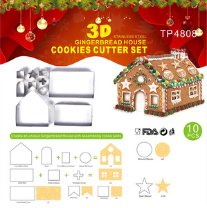 18 Piece <strong>Gingerbread</strong> House Cutters <strong>Kit</strong>,DTDR 3D Christmas House Cookie Cutter Set, Stainless Steel Biscuit Cutter Mold Set - Product Image 2