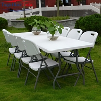 Table et chaises de jardin rondes légères en plastique empilables de 6 pieds pour événements, hôtels, restaurants, parcs et écoles