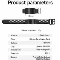 Bracelet intelligent sans écran, tracker d'activité, étanche IP68, unisexe, double bracelet, moniteur de fréquence cardiaque, SDK