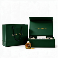 Coffret Cadeau Magnétique Vert Foncé Style Livre avec Sac en Papier et Impression Dorée pour Parfums, Cosmétiques et Cadeaux d'Entreprise - Vente en Gros