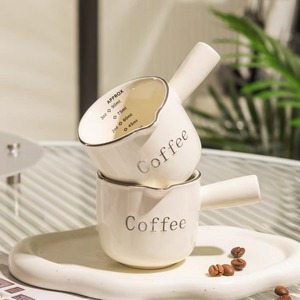 Tazza da Espresso in Ceramica Stile Italiano con Graduazioni - Tazza Dosatrice per Caffè e Brocca per <span class=keywords><strong>Latte</strong></span> per Estrazione Espresso e <span class=keywords><strong>Latte</strong></span> Art - Product Image 1