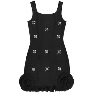 Vestido Elegante con Volantes para Mujer, Estilo Europeo Americano, de Secado Rápido, Sin Mangas, Cuello Cuadrado - Product Image 3