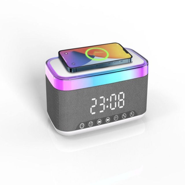 Digital Alarm Clock Bluetooth Speaker Night Light Multifunction FM Radio Portable Smart Speaker Wireless Charger Speaker