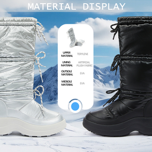 Stivali da Neve Invernali Alti da <span class=keywords><strong>Donna</strong></span>, Caldi, Foderati in Pelliccia, Impermeabili, Antiscivolo, Modello Goto 004, Tomaia in Terylene, Intersuola in EVA, Tendenza Moda - Product Image 2