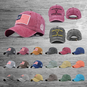 Letter Embroidery Casual Retro Washed Dad Cowboy Hats Denim Embroidery <strong>Yellowstone</strong> Baseball <strong>Cap</strong> - Product Image 1
