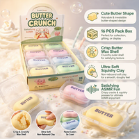 Jouet Squishy en Forme de Beurre Croustillant avec Coque en Cire, Son ASMR, Anti-Stress, Sans Rebond, Vente en Gros