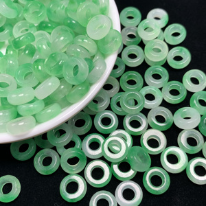 Perles rondes vertes dégradées certifiées NGTC Zhenzhen, 10 mm, pièces détachées, accessoires de bijoux DIY, boucles d'oreilles, jade en gros - Product Image 1