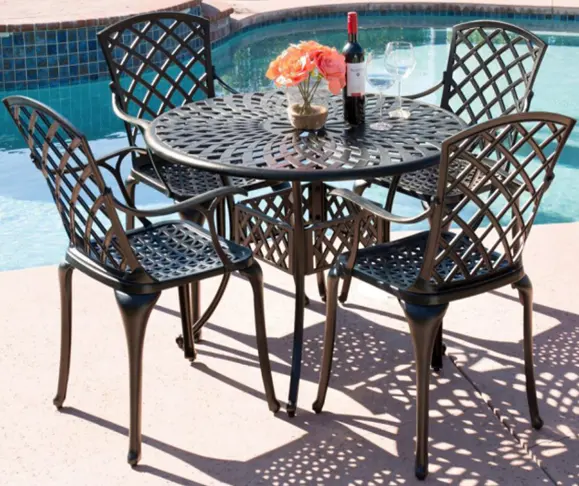 Ensemble Table et chaise de jardin en métal, meubles d'extérieur, en aluminium moulé, style ancien, Patio, prévente
