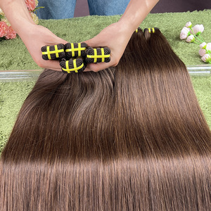 ขายส่ง # ผมตรงสีน้ำตาลเข้ม 2 สี แบบเส้นผมมนุษย์แท้ 100%  จัดเรียงเกล็ดผม  แบบต่อผม  แบบเส้นคู่ - Product Image 2