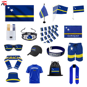 Ensemble cadeau drapeau de Curaçao pour supporters de la Coupe du Monde de Football 2026 : lunettes de soleil, chapeau bob et <span class=keywords><strong>maillot</strong></span> - Product Image 1