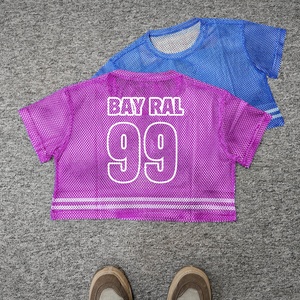 Vêtements Maillot court Baggy Fit Football T-shirts Polyester Impression Short Sleeve Mesh Tee pour hommes Jersey Mesh Short Sleeves - Product Image 2
