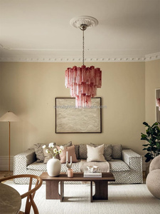 Lampadario di Lusso in Tubi di Vetro di Murano Rosa Stile Nordico Fantasy per Villa <span class=keywords><strong>Soggiorno</strong></span> <span class=keywords><strong>Sala</strong></span> da <span class=keywords><strong>Pranzo</strong></span> Decorazione Artistica Creativa - Product Image 2