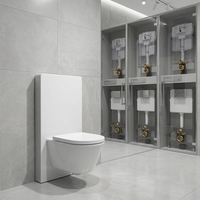 Citerne de toilette murale en aluminium avec panneau frontal en verre, réservoir encastré pour meuble de salle de bain moderne