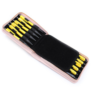PU leather lychee-textured pencil case, multi-pen <b>storage</b> <b>box</b>, zippered large-capacity pencil case. - Product Image 2