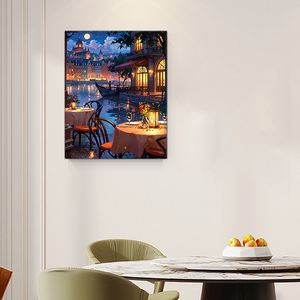 Kit de Peinture par Numéros Tendance : Dîner au Bord de Mer – Kit DIY avec Cadre pour Décoration d'Intérieur - Product Image 3