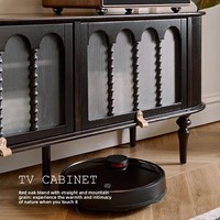 Meuble TV en bois massif sculpté de style américain vintage pour salon