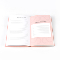 Carnet de luxe rose à couverture rigide, reliure cousue, impression offset, logo personnalisé, carnet minimaliste, papeterie esthétique, finition dorée