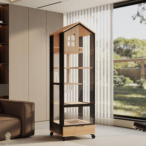 Maison panoramique de luxe pour grand animal de compagnie Maison pour chat japonais d'intérieur Cabinet Villa pour chat en bois massif <span class=keywords><strong>Cage</strong></span> avec bac à litière pour chat - Product Image 2