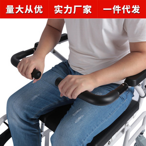 Chaise de toilette pour personnes âgées avec roulettes, en alliage d'aluminium, avec accoudoirs, inclinable semi-reclinable, fauteuil roulant manuel pour le bain et les soins capillaires - Product Image 5